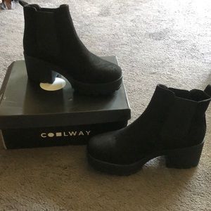 Chunky heeled black boots